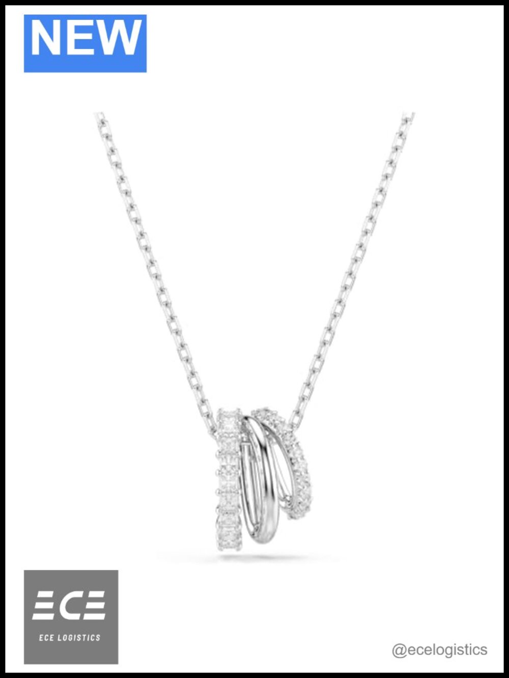 Round Cut Crystal Pendant Necklace Rhodium Plated 16 Inch Lobster Clasp